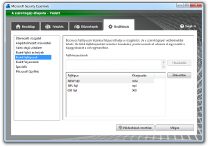Microsoft Security Esssentials beállítása