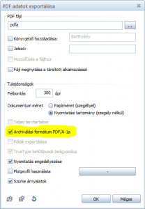 Exportálás PDF/A formátumba